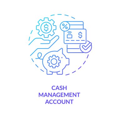 Cash management account blue gradient concept icon. Commercial operations. Type of saving service abstract idea thin line illustration. Isolated outline drawing. Myriad Pro-Bold font used