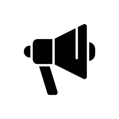 Advertising black glyph icon. Promoting product sales. Marketing strategy. Brand awareness. Informing customers. Silhouette symbol on white space. Solid pictogram. Vector isolated illustration