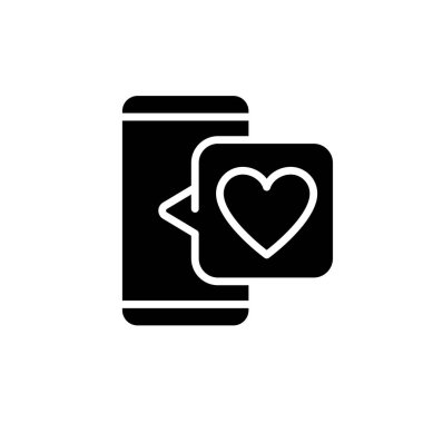 Feedback on social media black glyph icon. Positive reaction to product. Responding to post. Mobile-friendly content. Silhouette symbol on white space. Solid pictogram. Vector isolated illustration