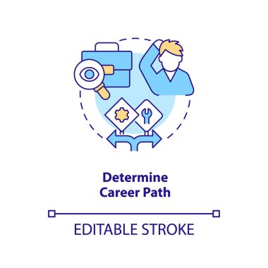 Determine career path concept icon. Steps to become software engineer abstract idea thin line illustration. Isolated outline drawing. Editable stroke. Arial, Myriad Pro-Bold fonts used
