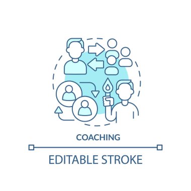 Coaching turquoise concept icon. Business coaching platform program abstract idea thin line illustration. Mentorship goals. Isolated outline drawing. Editable stroke. Arial, Myriad Pro-Bold fonts used