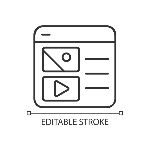 Website Multimedia Elements Linear Icon Site Videos Images Multimedia Resources — Stok Vektör