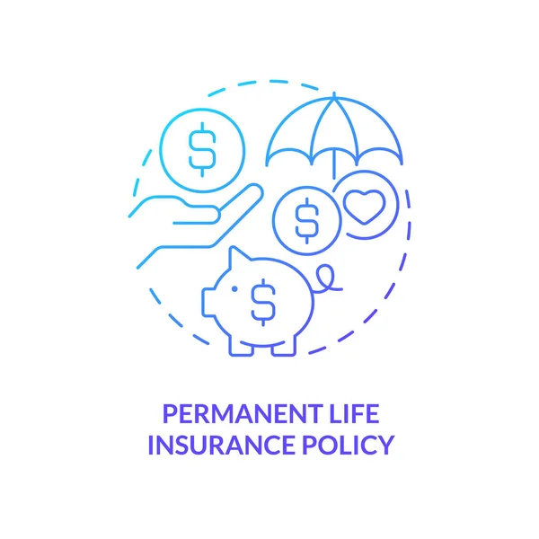 Permanent Life Insurance Policy Blue Gradient Concept Icon Investment Way - Stok Vektor