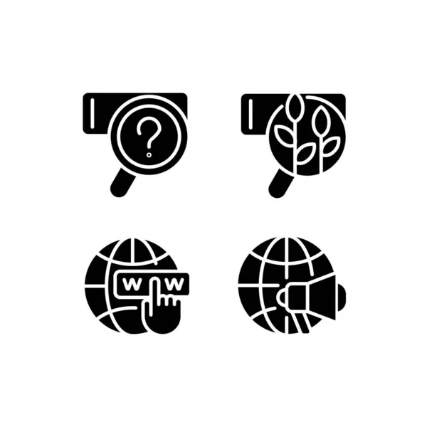 Search Engine Marketing Black Glyph Icons Set White Space Web — Stockvector