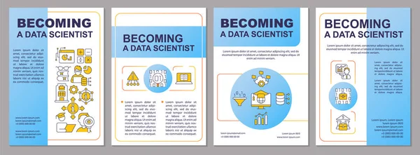 Becoming Data Scientist Blue Brochure Template Branch Leaflet Design Linear — Vector de stock