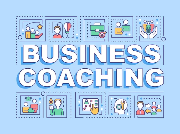 Business Coaching Word Concepts Blue Banner — Vector de stock