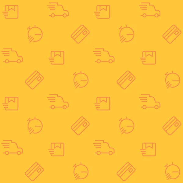 Delivery Service Abstract Seamless Pattern Editable Vector Shapes Yellow Background — 스톡 벡터