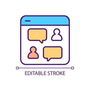 Live chat RGB color icon. Commenting platform. Kind of website. Online communication in real-time. Isolated vector illustration. Simple filled line drawing. Editable stroke. Arial font used