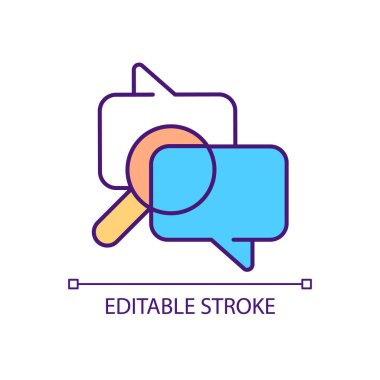 User comments moderation RGB color icon. Commenting platform control. Managing digital community. Isolated vector illustration. Simple filled line drawing. Editable stroke. Arial font used