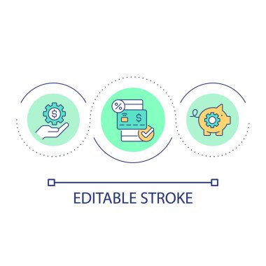 Mobile banking loop concept icon. Wireless payment technology. Online banking service abstract idea thin line illustration. Isolated outline drawing. Editable stroke. Arial font used