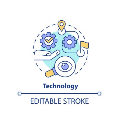 Technology concept icon. Achieve personal goals with platform abstract idea thin line illustration. Progress monitoring. Isolated outline drawing. Editable stroke. Arial, Myriad Pro-Bold fonts used