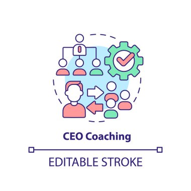 CEO coaching concept icon. Corporate training service abstract idea thin line illustration. Professional training. Isolated outline drawing. Editable stroke. Arial, Myriad Pro-Bold fonts used