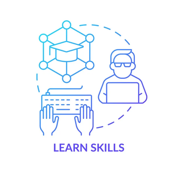 Learn Skills Blue Gradient Concept Icon Bachelor Degree Steps Become — Stock vektor