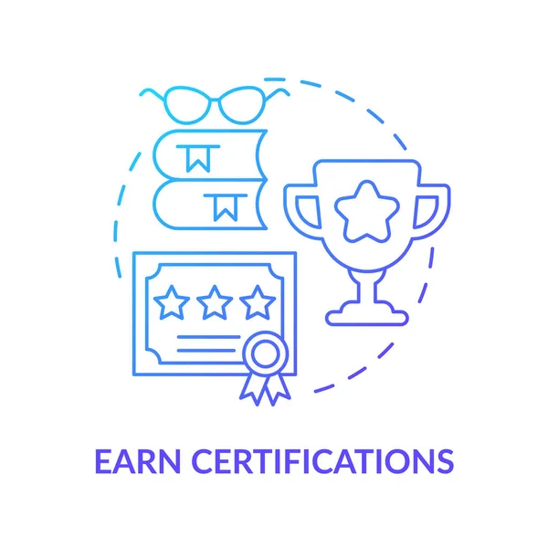 Заробляти Сертифікати Значок Концепції Синього Градієнта Професійний Досвід Стати Інженером — стоковий вектор
