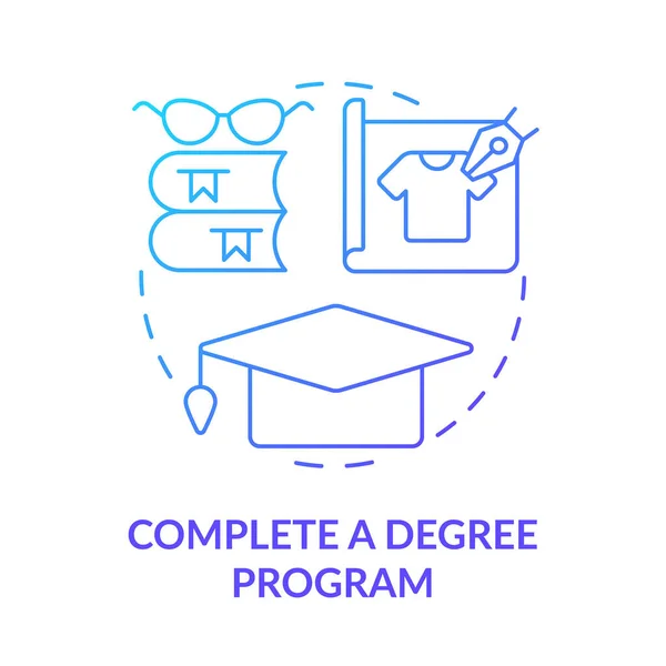 Complete Degree Program Blue Gradient Concept Icon Professional Education Becoming — Stockvector