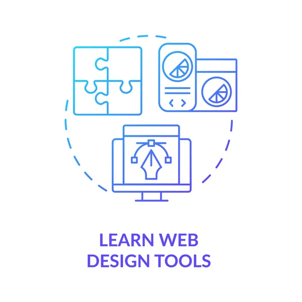 Learn Web Design Tools Blue Gradient Concept Icon Content Management — Archivo Imágenes Vectoriales