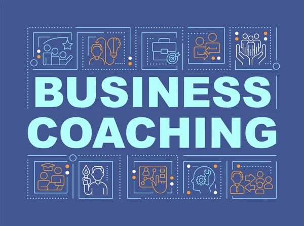 Corporate Coaching Word Concepts Dark Blue Banner Leadership Skills Infographics — Vector de stock