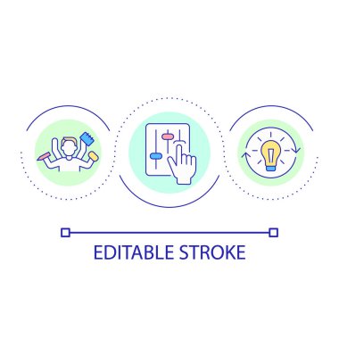 Multitasking management loop concept icon. Increasing productivity abstract idea thin line illustration. Driving performance. Innovation. Isolated outline drawing. Editable stroke. Arial font used