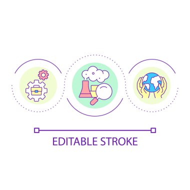 Environmental risk assessment loop concept icon. Plan security monitoring abstract idea thin line illustration. Evaluating hazards. Isolated outline drawing. Editable stroke. Arial font used