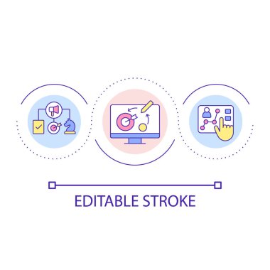 Strategic planning for company loop concept icon. Mission statement. Organizational development process abstract idea thin line illustration. Isolated outline drawing. Editable stroke. Arial font used