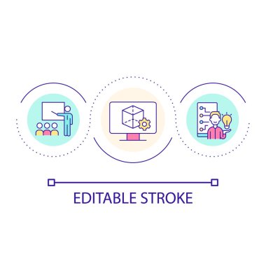 Software engineering course loop concept icon. Online class for software architecture abstract idea thin line illustration. Coding, design. Isolated outline drawing. Editable stroke. Arial font used