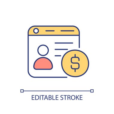 Regular savings account RGB color icon. Customer financial service. Money investment. Client profile. Isolated vector illustration. Simple filled line drawing. Editable stroke. Arial font used