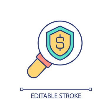 Saving safety checkup RGB color icon. Bank account control. Financial resources protection. Isolated vector illustration. Simple filled line drawing. Editable stroke. Arial font used