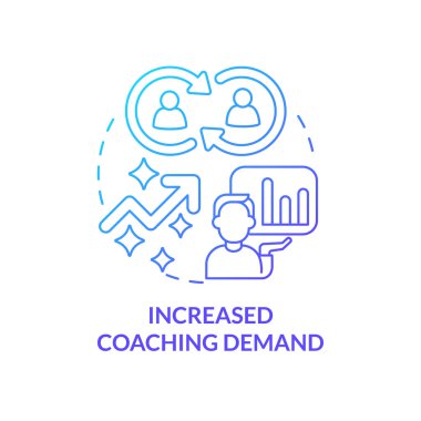Increased coaching demand blue gradient concept icon. Business coaching trend abstract idea thin line illustration. Performance improvement. Isolated outline drawing. Myriad Pro-Bold font used