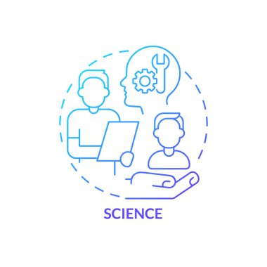Science blue gradient concept icon. Professional coaching session abstract idea thin line illustration. Psychological approach. Define potential. Isolated outline drawing. Myriad Pro-Bold font used