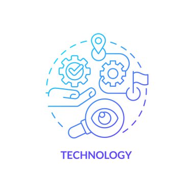 Technology blue gradient concept icon. Achieve personal goals with platform abstract idea thin line illustration. Progress monitoring. Isolated outline drawing. Myriad Pro-Bold font used
