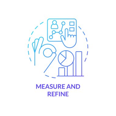 Measure and refine blue gradient concept icon. Effective leadership development abstract idea thin line illustration. Performance analytics. Isolated outline drawing. Myriad Pro-Bold font used