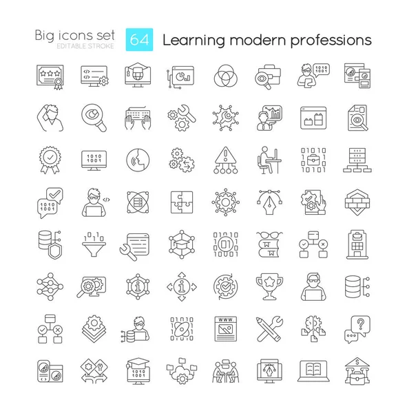 Learning Modern Professions Linear Icons Set Professional Education Customizable Thin — Stockový vektor