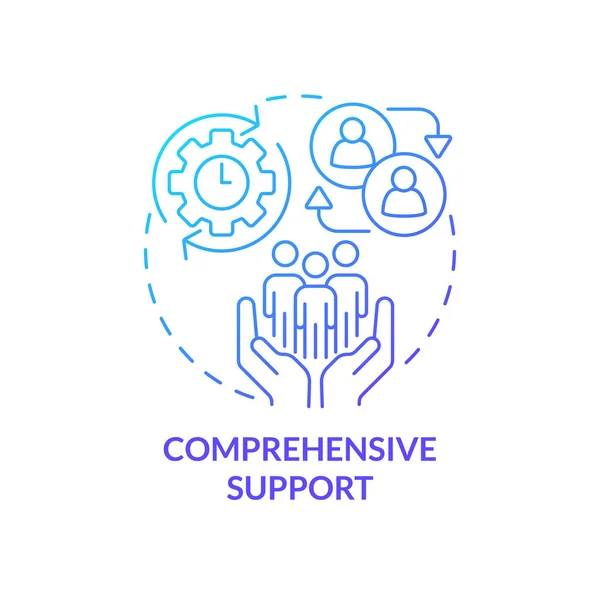 Comprehensive Support Blue Gradient Concept Icon Business Coaching Platform Promotion — Vector de stock
