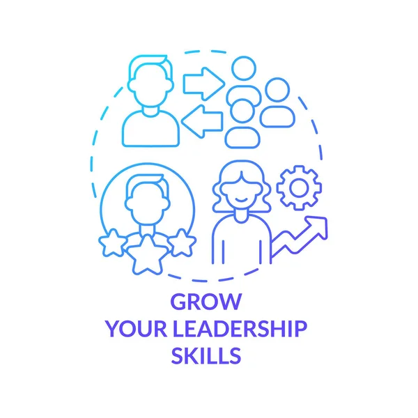 Grow Leadership Skills Blue Gradient Concept Icon Become Certified Coach — Vector de stock