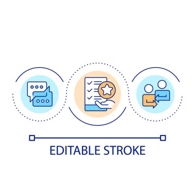 Achieving results through teamwork loop concept icon. Interaction. Effective teamwork communication abstract idea thin line illustration. Isolated outline drawing. Editable stroke. Arial font used