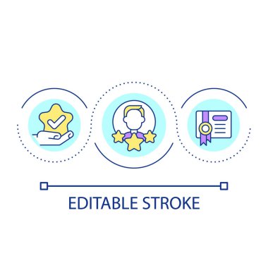 Incentives for best employees loop concept icon. Rewarding top performing worker abstract idea thin line illustration. Recognition program. Isolated outline drawing. Editable stroke. Arial font used