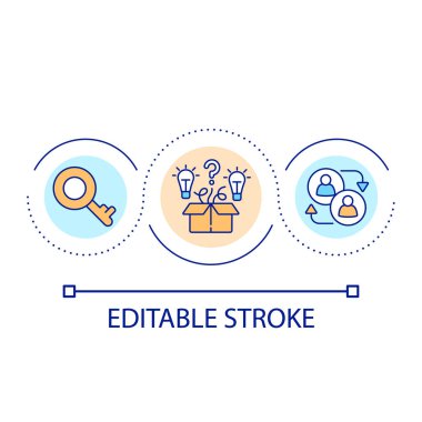 Collecting ideas from team loop concept icon. Encourage thinking and solutions generation abstract idea thin line illustration. Isolated outline drawing. Editable stroke. Arial font used