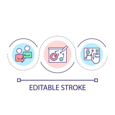 Strategic planning process loop concept icon. Coordinating with colleagues abstract idea thin line illustration. Team management. Isolated outline drawing. Editable stroke. Arial font used