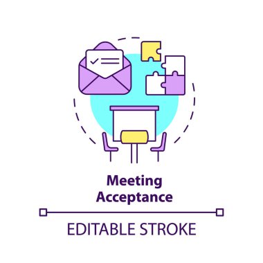 Meeting acceptance concept icon. Attending event. Business conference norm abstract idea thin line illustration. Isolated outline drawing. Editable stroke. Arial, Myriad Pro-Bold fonts used