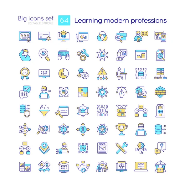 Learning Modern Professions Rgb Color Icons Set Professional Education Isolated — Stockový vektor