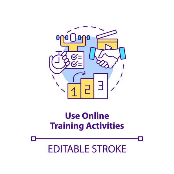 Use Online Training Activities Concept Icon Practice Remote Learning Video — Stockvector