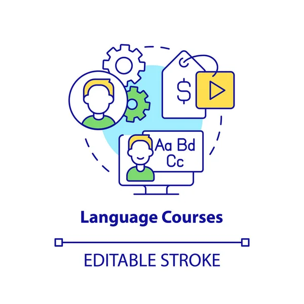 Language Courses Concept Icon Speak Foreign Language Online Tutorial Idea — Image vectorielle