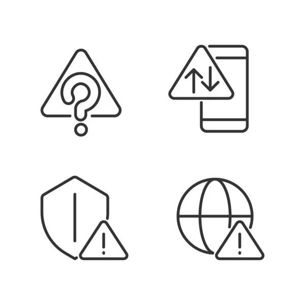 Internet Connection Issues Pixel Perfect Linear Icons Set Unknown System — Stock Vector