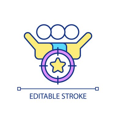 Achieving goals together RGB color icon. Successful cooperation. Collaborative goal. Increasing productivity. Isolated vector illustration. Simple filled line drawing. Editable stroke. Arial font used