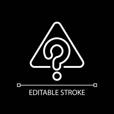 Unknown error white linear icon for dark theme. Unrecognized failure. Electronic device unidentified issue. Thin line illustration. Isolated symbol for night mode. Editable stroke. Arial font used