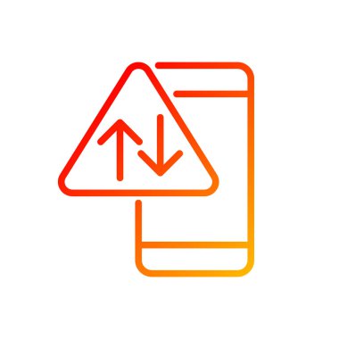 Data usage warning pixel perfect gradient linear vector icon. Mobile internet service issue. Download and upload data. Thin line color symbol. Modern style pictogram. Vector isolated outline drawing