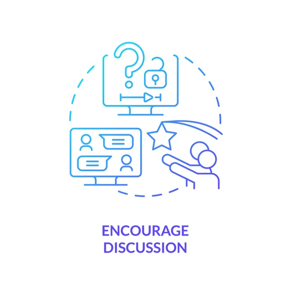 Encourage Discussion Blue Gradient Concept Icon Student Opinion Questions Learning — Archivo Imágenes Vectoriales