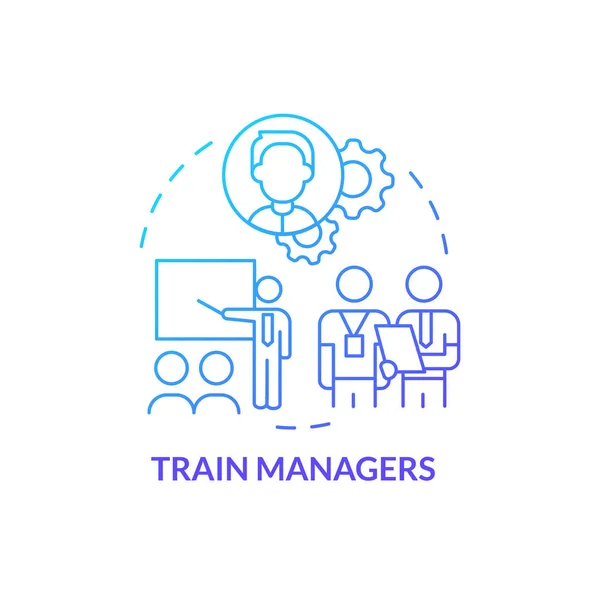 Train Managers Blue Gradient Concept Icon Professional Skills Development Step — Stok Vektör