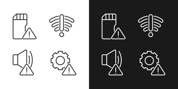 Hardware Issues Pixel Perfect Linear Icons Set Dark Light Mode — Stock Vector