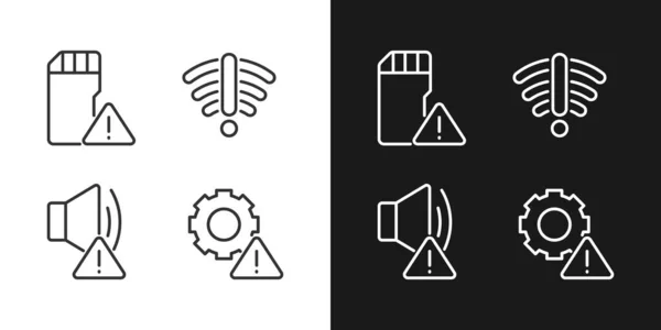 Hardware Issues Pixel Perfect Linear Icons Set Dark Light Mode —  Vetores de Stock